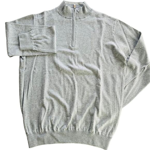 Peter Millar 1/4 Zip Sweater Grey Size Medium Lyocell Silk Cotton - Picture 1 of 7